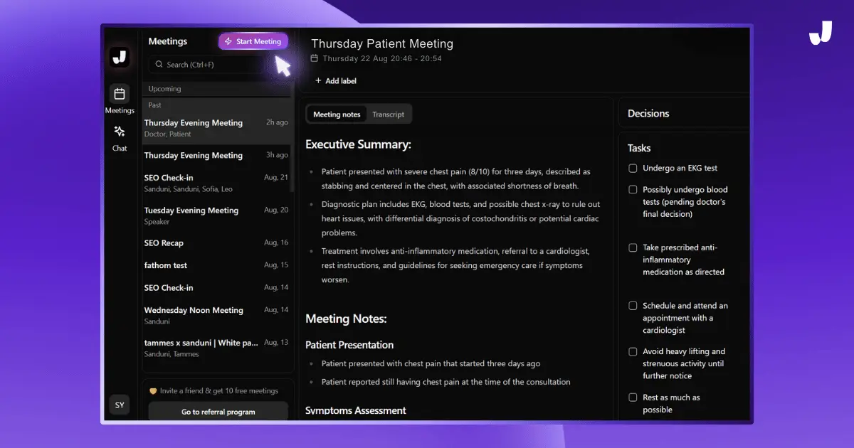 Jamie meeting note with a structured summary and Ask AI controls